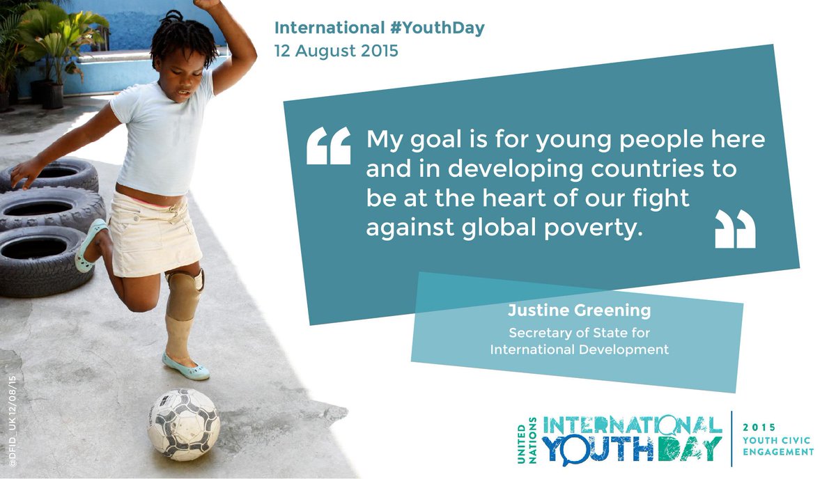 DFID_UK's tweet photo. Happy International #YouthDay! We're putting young people at the heart of our work to end global poverty. #AimHigh http://t.co/rAGE4U8jHo