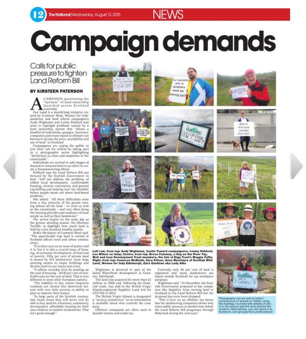 LesleyRiddoch's tweet photo. Today - read @ScotNational http://t.co/3k3sw2nJSb - find unused land - do selfie - #ourland as per pix - RT - simples http://t.co/dh9DDj900Y