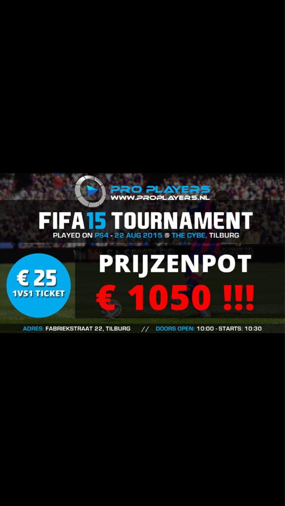 wageronps4's tweet photo. http://t.co/nJFDM2CQy2 FIFA 15 tournament !!! Tilburg!!! 22 august! You become the new FIFA champion with 500€? http://t.co/hCC0gnlc4G