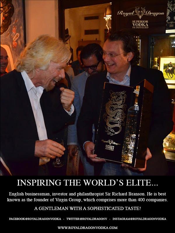 Richard Branson, founder of Virgin Group, #spotted with a Royal Dragon Imperial bottle! #vodka #richardbranson