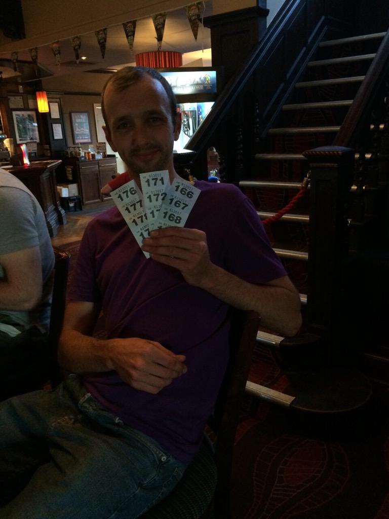 Broster has his tickets in the <a href="/FlamingGrillPub/">Flaming Grill Pubs</a> #chester #chesterrt #chestertweets