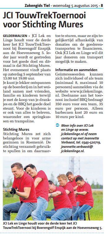 JCILekenLinge's tweet photo. In de @Zakengids staat ons TouwTrekToernooi aangekondigd. We willen nog graag minstens 2 teams vinden die meetrekken! http://t.co/VKMjstMeVp