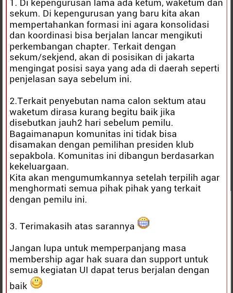 Gusti4UI1's tweet photo. Apa tanggapan @GustionoCahyani dg adanya saran sekjend di kepengurusan #UtdIndonesia mendatang? Simak yuk #Gusti4UI1 http://t.co/0YAnf12nte