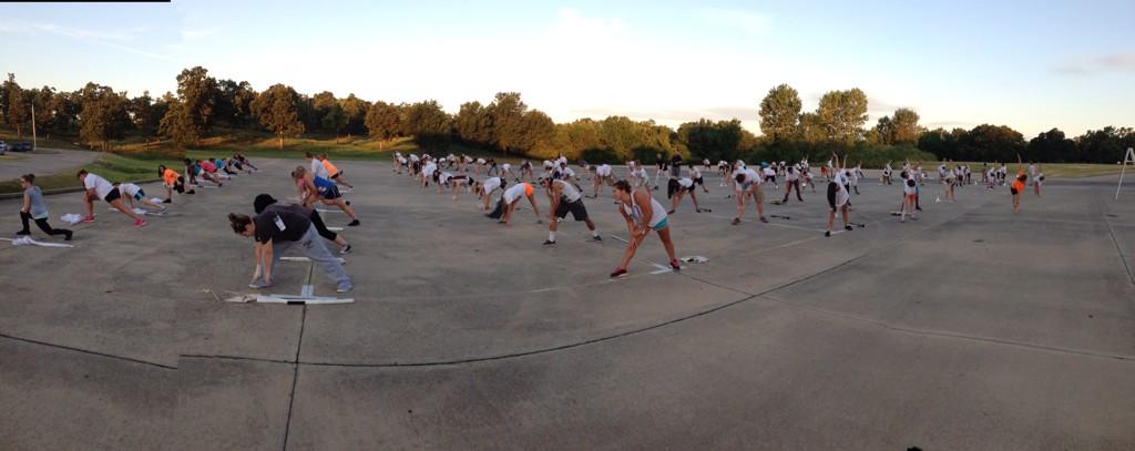 RSteidley's tweet photo. Woohoo 7am stretch with band and guard @mhs  #WeAreMcalester http://t.co/kr3s9KrUPe