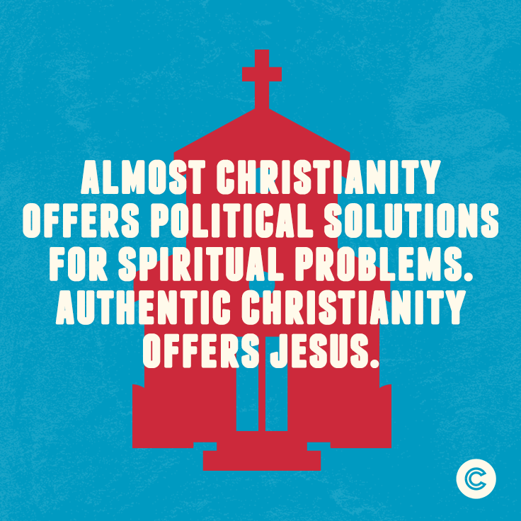thecreekKY's tweet photo. Almost Christianity offers political solutions for spiritual problems. Authentic Christianity offers Jesus. http://t.co/97snpLm64X