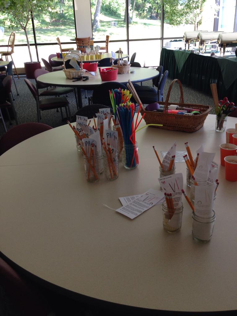 LibraryCampNH's tweet photo. Makerspace fun and making connections. Introduce yourselves and have fun! #NHSLMA #LibraryCampNH #teamlibraryNH http://t.co/3ElKKJWzVx
