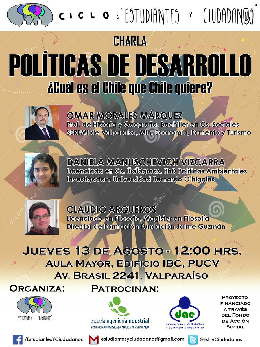 Est_yCiudadanos's tweet image. JUEVES | "Política de Desarrollo ¿Cuál es el Chile que Chile quiere?". Exp: @SeremiEconomia @Myrceugenia y C Arqueros
