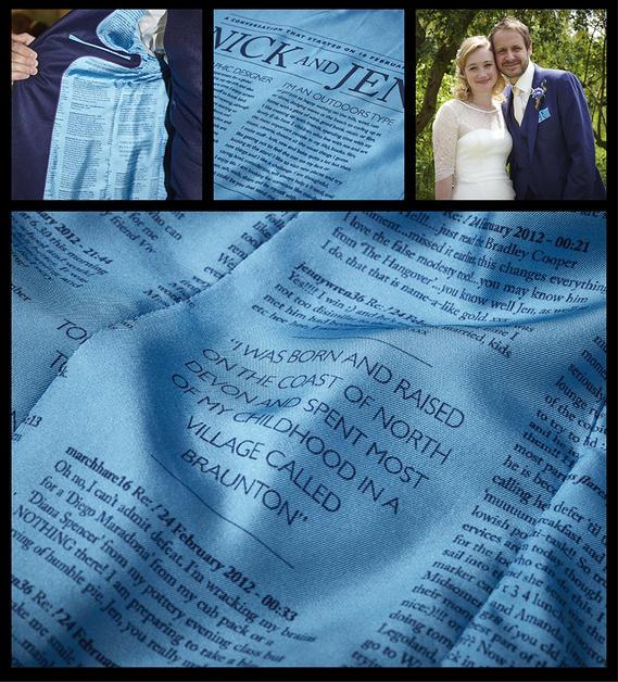 Nick Reeve lined his wedding suit with text of all messgs he and wife had sent each other  bit.ly/1DJHe7p