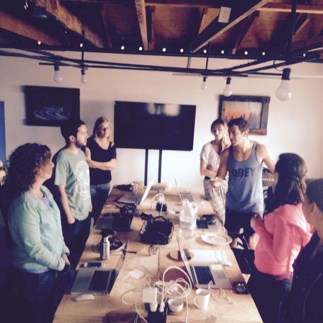 careerfoundry's tweet image. Our #codeandsurf students share what they&apos;ve been up to in their first team stand-up of the week in Santa Cruz!