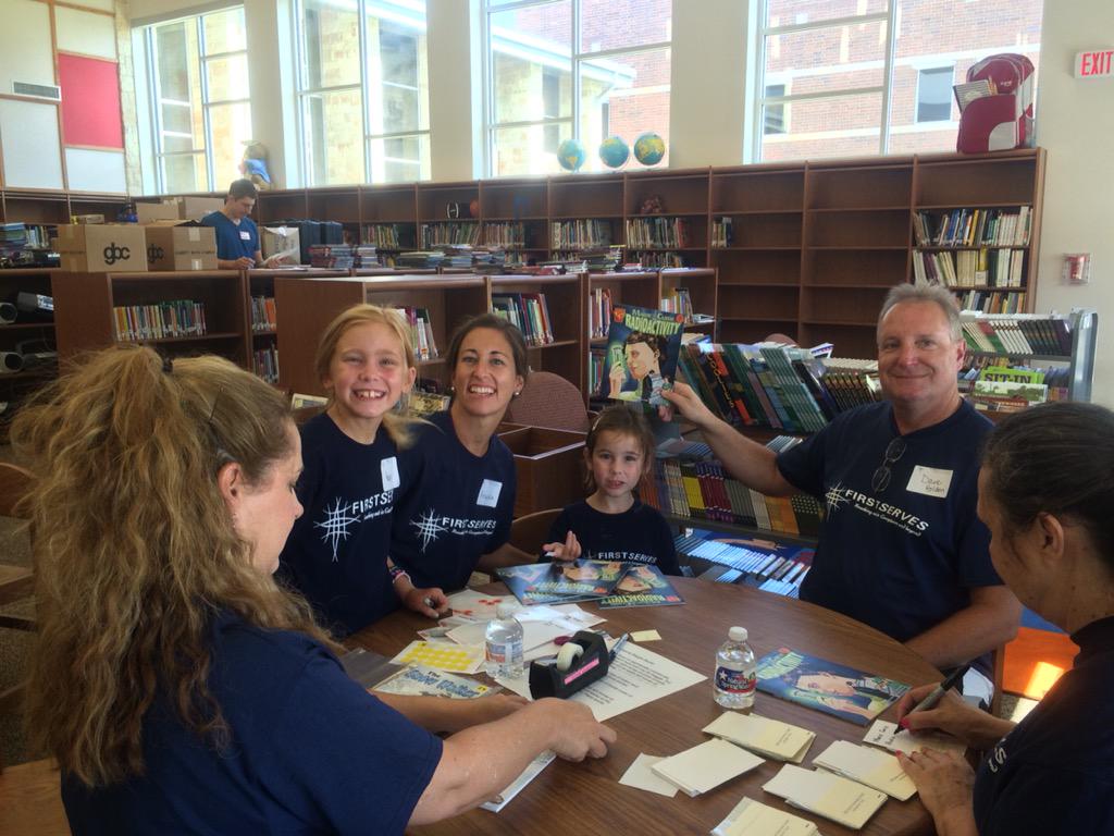 NBottlinger's tweet photo. We love our friends at First Baptist Church! Thanks for helping to set up our beautiful new library😊 http://t.co/yreJArAjy3