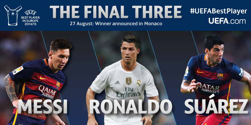 Messi, Ronaldo, Suarez - UEFA Best Player Nominees