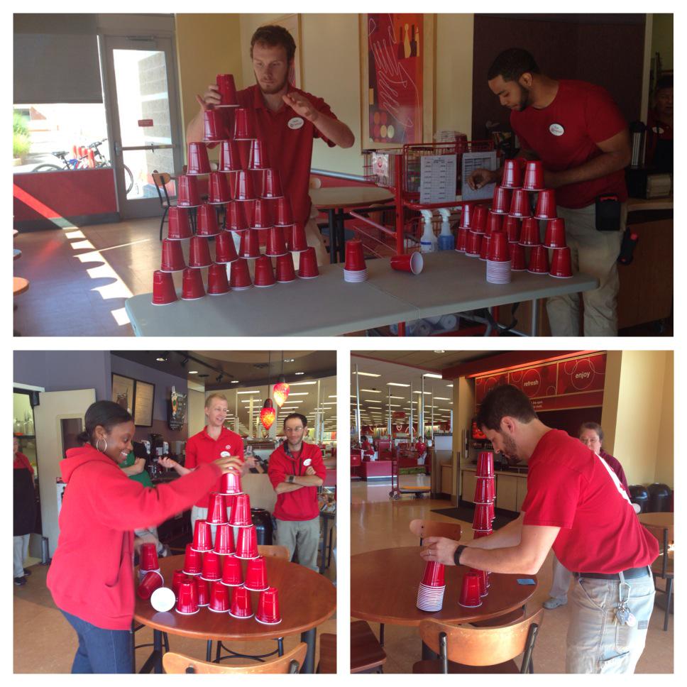 MTWI cup towers at our morning huddle! <a href="/mayvanosten/">Mayanne Van Osten</a> @JennaWalker422 @neilstrongTGT