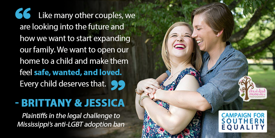 SouthernEqual's tweet photo. Brittany &amp; Jessica are challenging Mississippi's ban on same-sex adoption. RT if you support them! #LGBT http://t.co/Vfm14L9iKr
