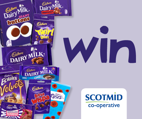 Scotmid's tweet image. #competition RT &amp;amp; FLW to enter. 1 lucky winner will #win ALL this #delicious #Cadbury choc. Winner 18/08. UK only