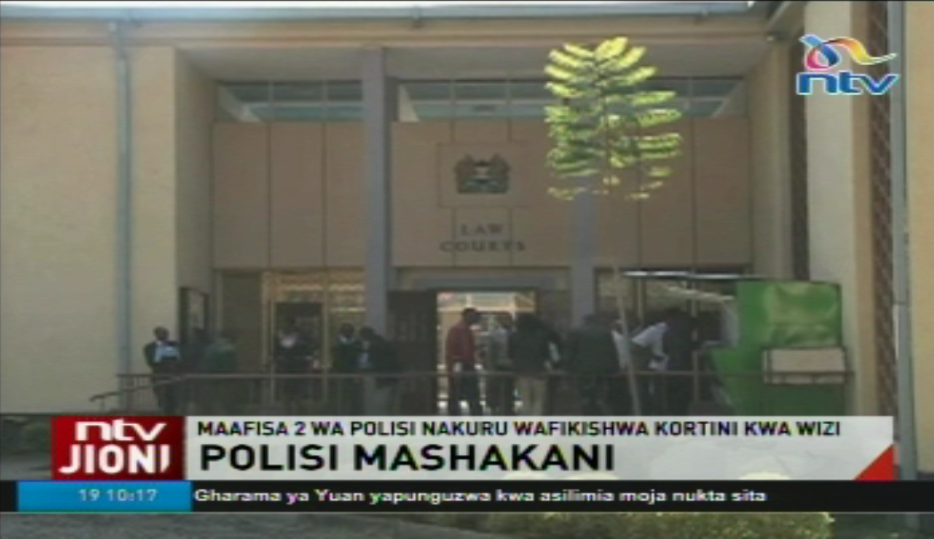 ntvkenya's tweet image. Maafisa 2 wa polisi Nakuru wafikishwa kortini kwa wizi #NTVJioni @JaneNgoiri @NimrodTaabu