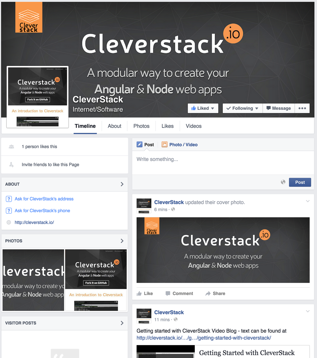 pilsy's tweet photo. The new #cleverstack facebook page - https://t.co/6croUljt8O #angularjs #nodejs #meanstack #meanjs http://t.co/vix7QPeWCH