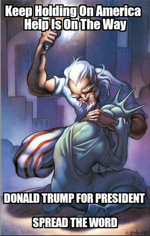 momspennies's tweet photo. Even Uncle Sam and The Statue of Liberty are in despair... #MakeAmericaGreatAgain #DonaldTrump2016 https://t.co/lLN8vjM6dd