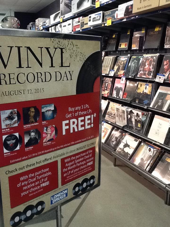 LD_NorthVan's tweet photo. Awsome deals @LondonDrugs for #VinylRecordDay ! Come find out how to get a free LP from @LD_NorthVan today! http://t.co/GqdgBqTVI9