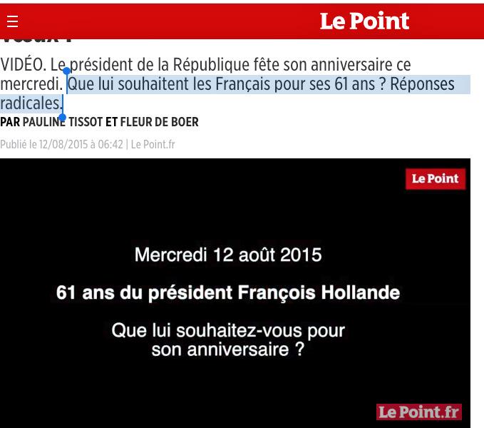 Le Happy Birthday Des Français à Hollande. 