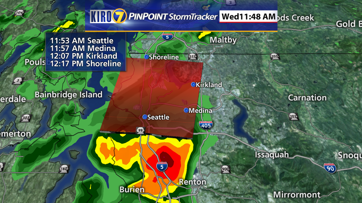 MorganKIRO7's tweet photo. Heavy rain and small hail moving into central King County. Hail threat greatest for Mercer Island and Bellevue areas. http://t.co/u5YC1jKMm5