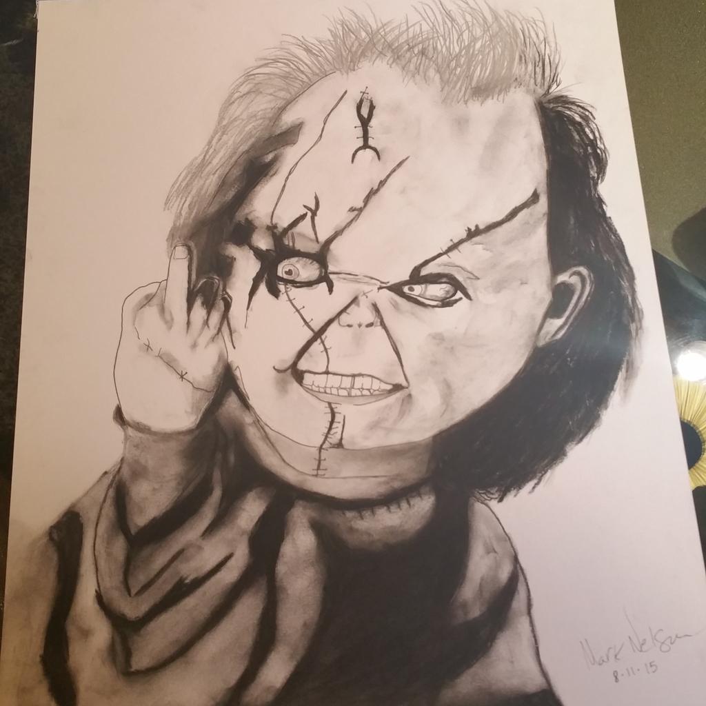 Raider_209's tweet photo. #Chucky #Drawing i did, #ChildsPlay #horrormovie #charcoaldrawing #Art #ArtWork #MyArt #NelsonArt http://t.co/zhNxidsFZC