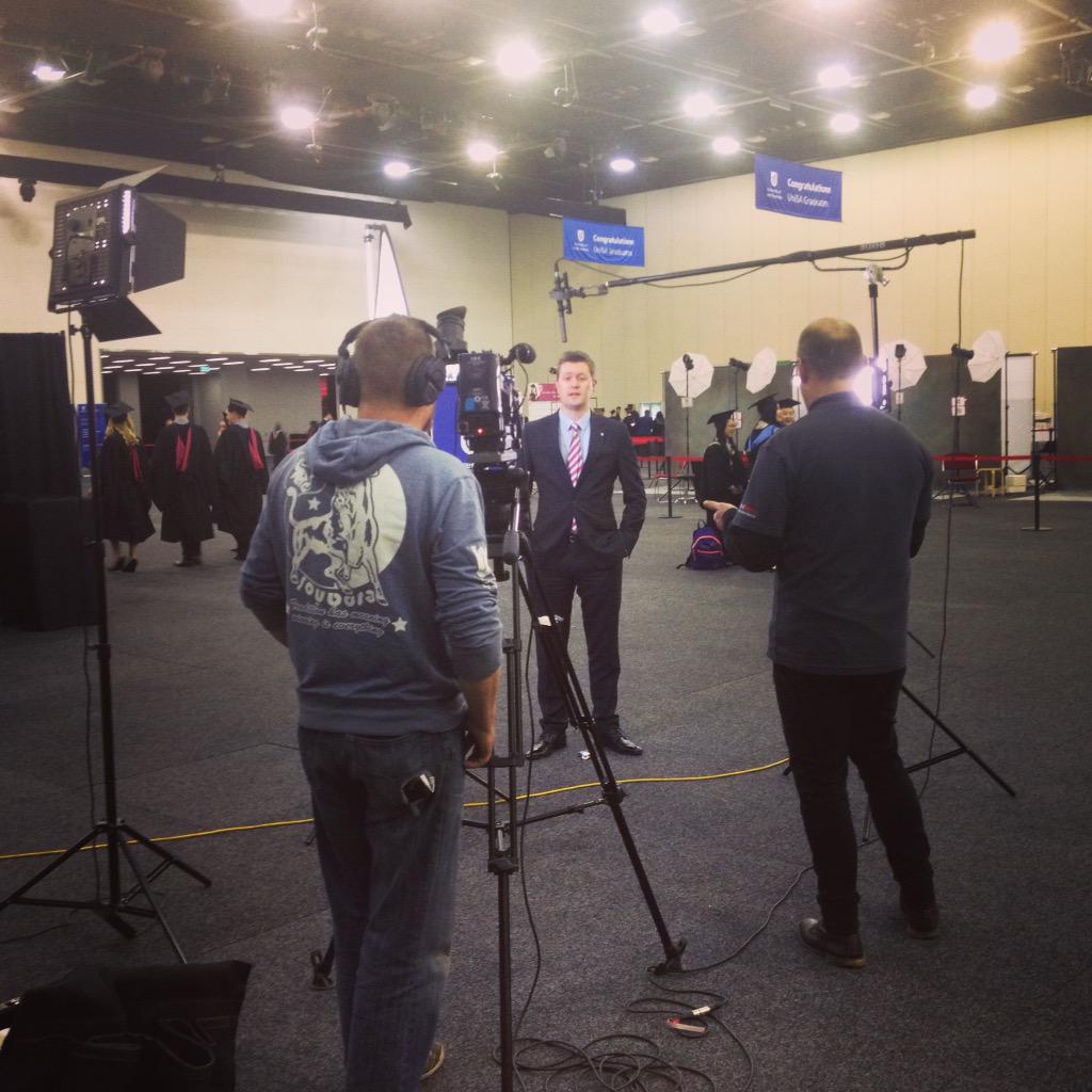 EmVerrall's tweet photo. Hollywood or @AdelaideCC? The VC filming a TV spot at the @UniSA_alumni stand @UniversitySA graduations #unisaalumni http://t.co/TEUtGvtROI