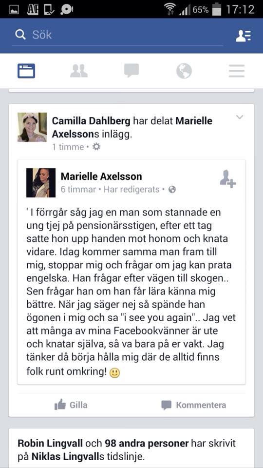 Jakoboxen's tweet photo. Det är så jävla sorgligt att behöva dela detta. Att tjejer ska behöva vara rädda för att vara ute. Fyfan http://t.co/7Iv2dFMiZm