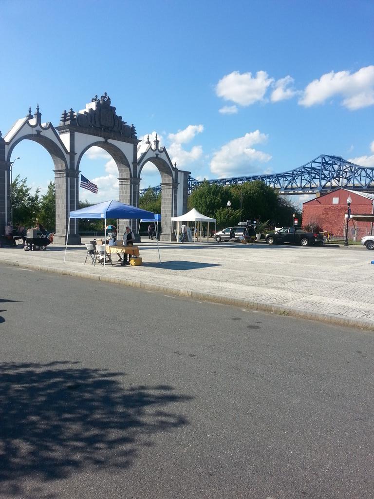 The local talent is setting up for Artist Alley for <a href="/AHAFallRiver/">AHA Fall River</a> at the Gates of the City! #FallRiver