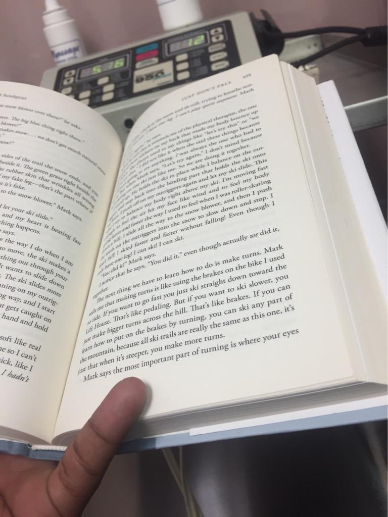 Simplyaishia's tweet image. Light reading at therapy @MitchellFYE #justdontfall #16Days #FYE