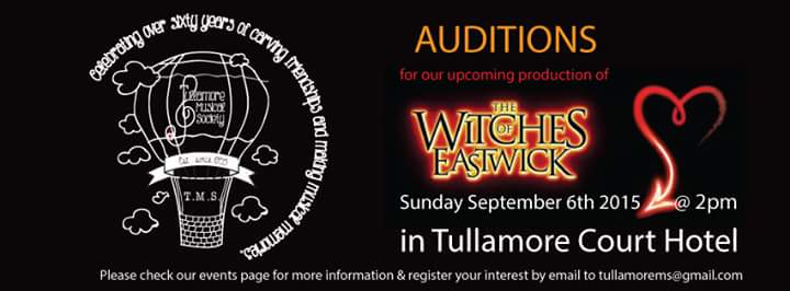 TullamoreMS's tweet photo. Please Rt to any of your friends who wld like to.audition for  Witches of Eastwick with @TullamoreMS http://t.co/j5ZySWQFPZ