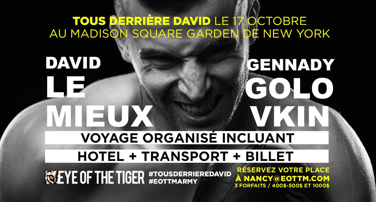 eottm_boxing's tweet photo. Voyage organisé incluant transport de MTL vers NYC, hébergement et billet pour #GolovkinLemieux @lemieuxboxing http://t.co/m1teotmpoN