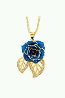 Excellent #gift idea. A Blue Glazed Rose Pendant in 24K Gold Leaf Theme - pinterest.com/pin/5144659574…