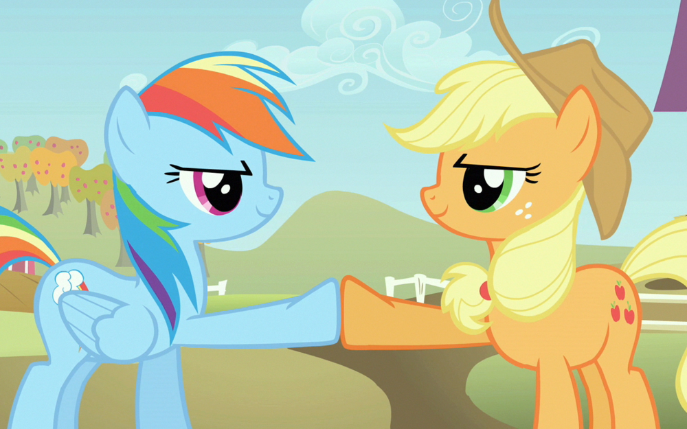 RTYourYuriOTP's tweet photo. Rainbow Dash and Applejack (My Little Pony: Friendship Is Magic) http://t.co/i06CPgqRXD