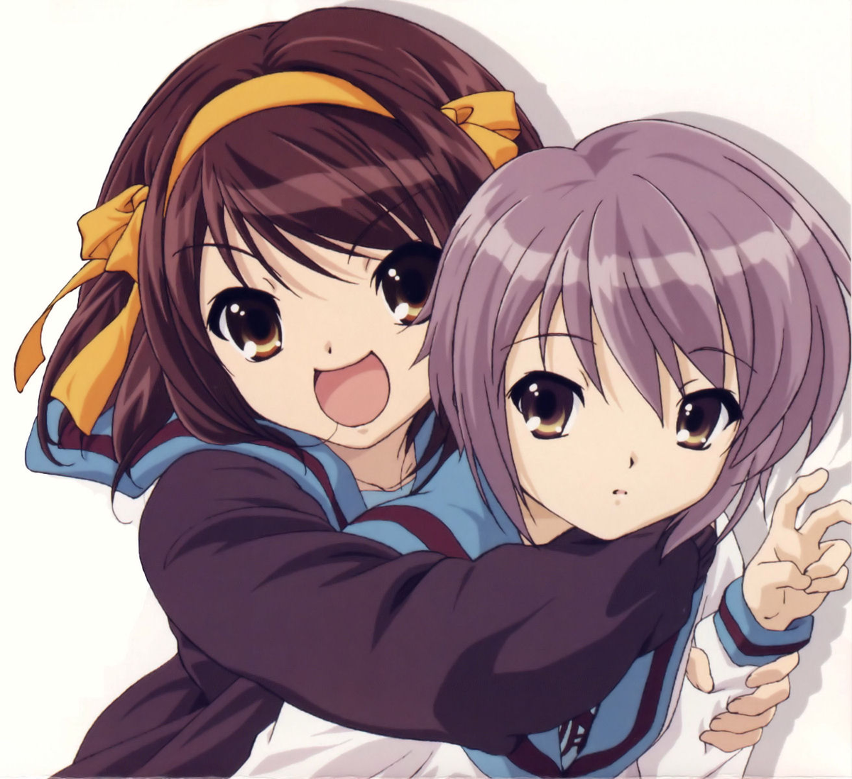 RTYourYuriOTP's tweet photo. Haruhi and Yuki (Suzumiya Haruhi no Yuuutsu) http://t.co/772IQhSuxx