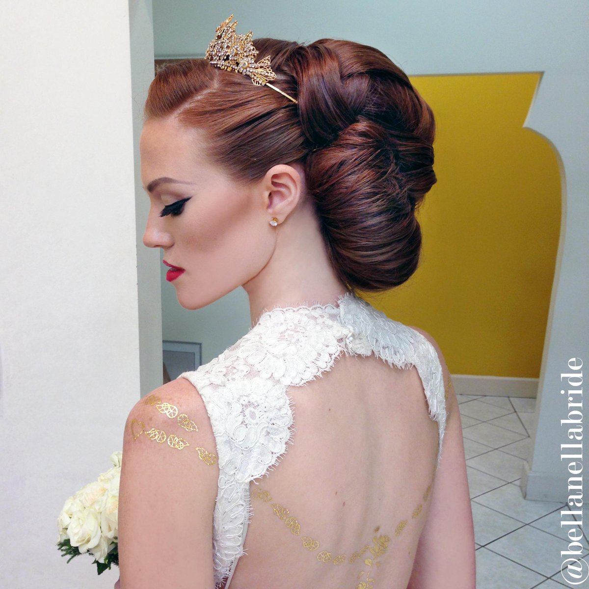 BellaNellaBride's tweet photo. The beautiful sculpted up-do I created for Whitney during out photo shoot with @GoldSinLA! http://t.co/l7WZaK82Gi