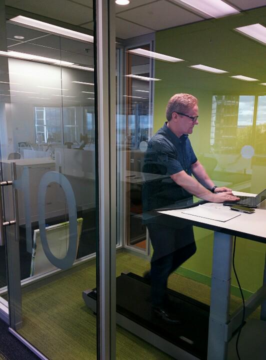 GaryGenik's tweet photo. My first conference call on walking station at Meridian's new corporate office 😃 #greatplacestowork  #meridiancu http://t.co/jwMmf3EI7J