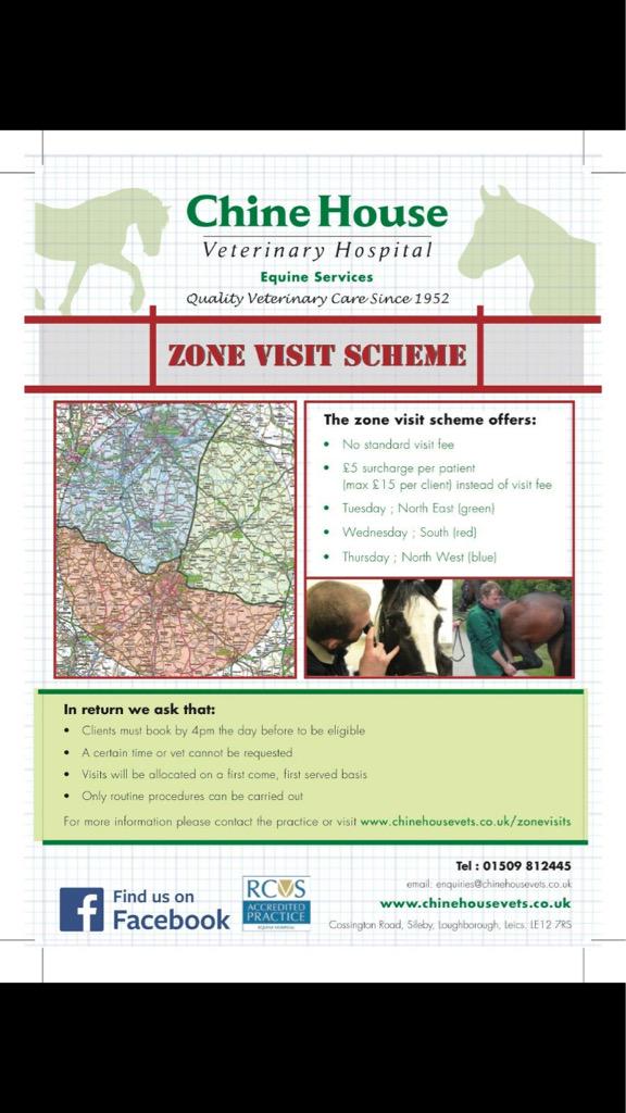 Chinehousevets's tweet photo. Zone visits
Our zone visit scheme reduces the costs for you by improving our efficiency.
www.chinehousevets/zones http://t.co/lNROx3O9bk