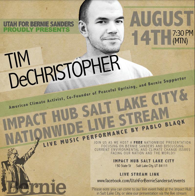 UtahForBernie's tweet photo. Friday, August 14th @utcoyoungdems @utdemsocialntwk @fox13now #FeeltheBern #BernieSanders #BernieEvent http://t.co/kV85zlQKpg