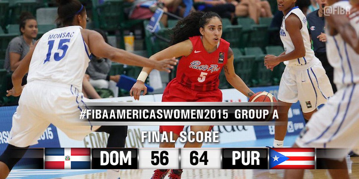 FIBA's tweet photo. Puerto Rico finds form, beat Dominican Republic at #FIBAAmericasWomen2015
#DOMPUR Boxscore: http://t.co/0tc7KZ1rMc http://t.co/LkTNQWQihs