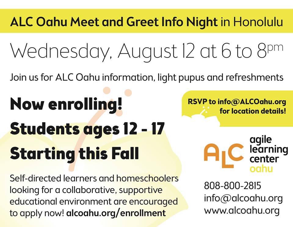 ALC_Oahu's tweet photo. .@NDWHawaii Calling ALL creatives! We are enrolling ages 12-17 NOW! RT Info Night at The ArtZone 3245 Pali Hwy http://t.co/362okUe3QE