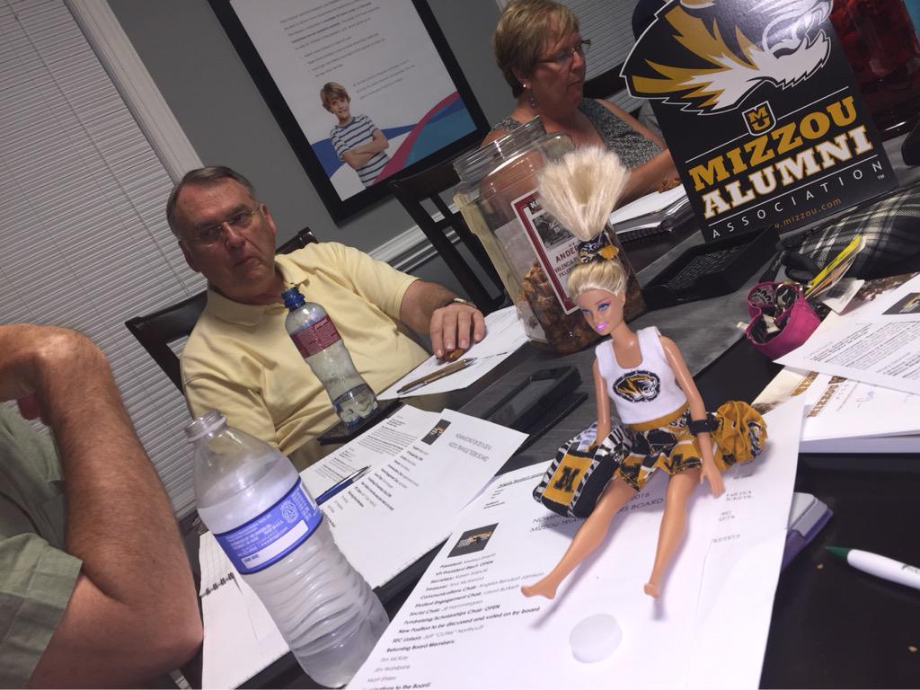 MizzouTriTigers's tweet photo. Your board hard at work. Even Mizzy found a seat at the table tonight! http://t.co/fp32YTHigm