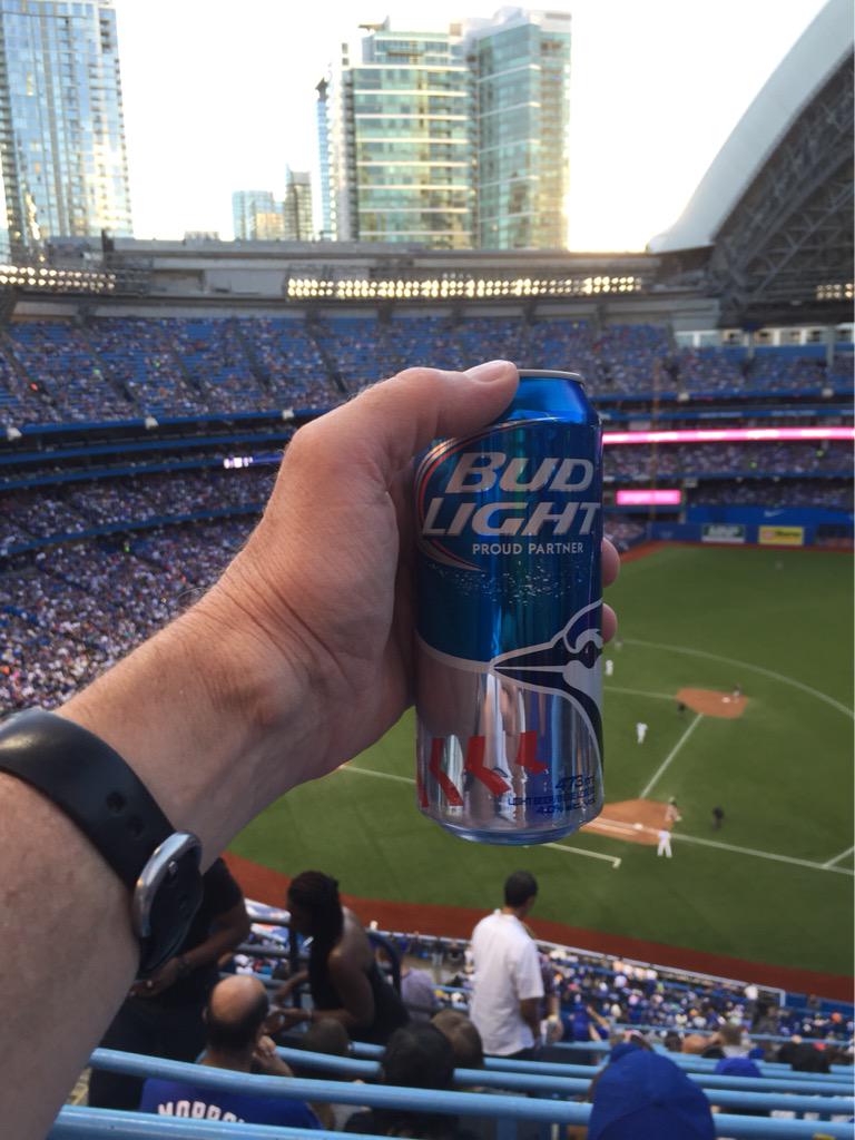 pbebb201's tweet photo. Enjoying a beer at the Jays game @jaycostone @budlight #cometogether http://t.co/kpTLNB4OZT