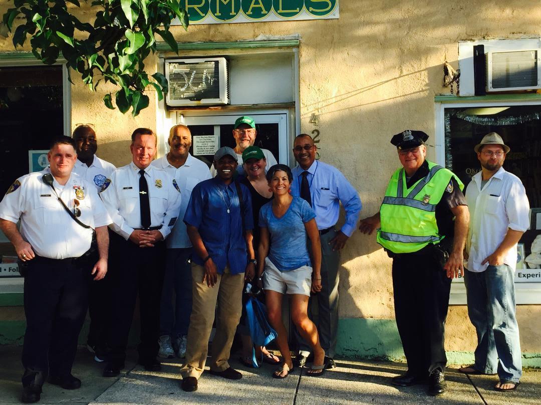 BaltimorePolice's tweet photo. Great weather for a community walk tonight. #BPDND officers &amp; @CommishKDavis joined community members in Waverly. http://t.co/bFatX4qgSZ