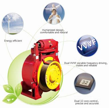 Symax Lift is one of the first elevator makers uses VVVF Gearless Machine with Permanent Magnetic Synchronous Motor.