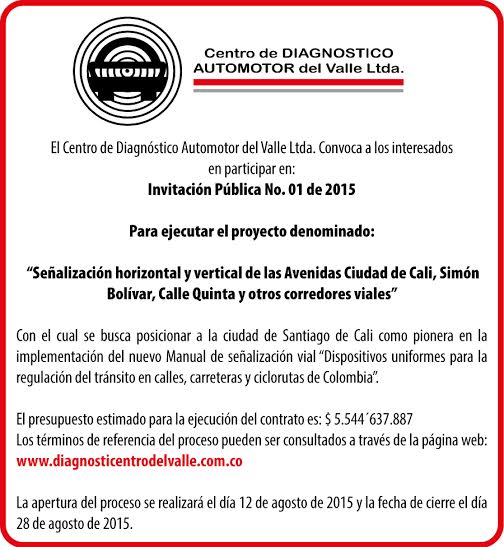 TwiterosCali's tweet photo. Invitación para ejecutar proyecto de señalización de importantes corredores viales en Cali. Vía @AmigoCDAV http://t.co/i219LBNgGh