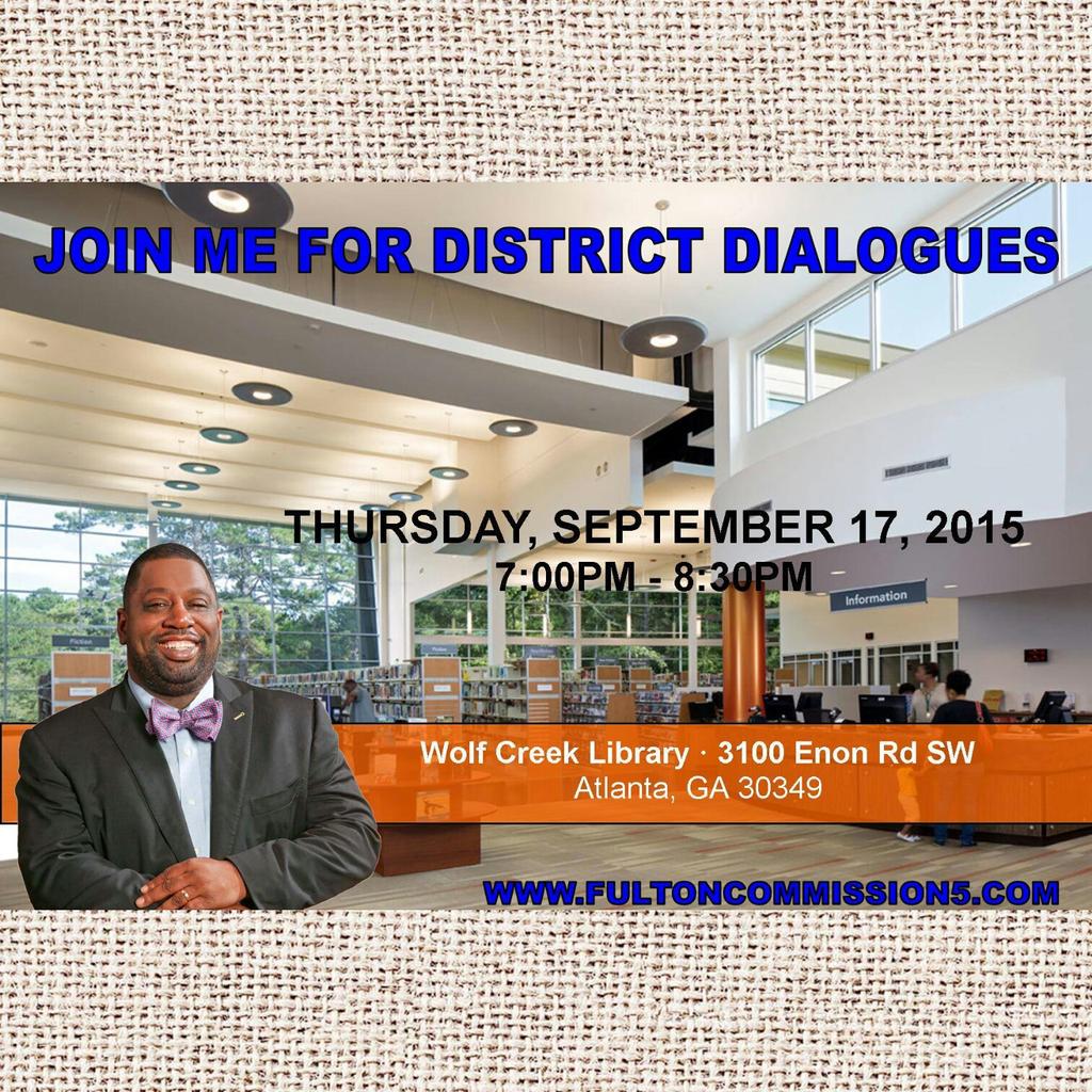 FultonComm5's tweet photo. Save the Date # DistrictDialogues #FultonComm5 #CommArrington @marvinarrington http://t.co/nkH0Yd079r