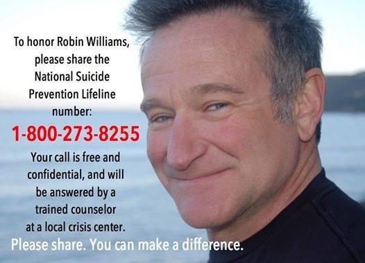 In honor of the anniversary of Robin Williams' death.. Please retweet to save someone tonight.