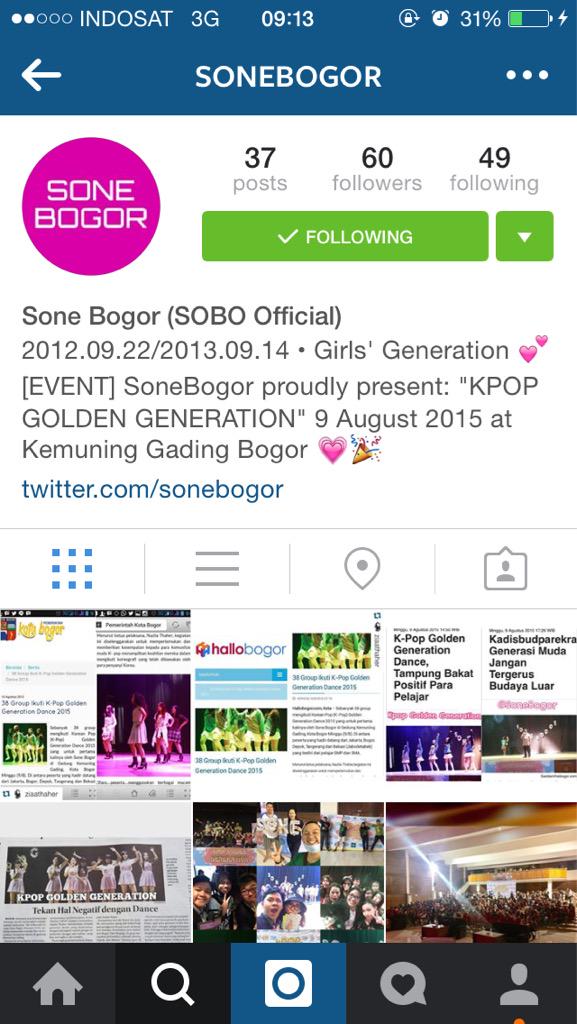 Follow official Instagram <a href="/sonebogor/">SONE BOGOR (SOBO)</a> skrg juga!! Karena admin akan posting photo+video Kpop Golden Generation ❤️👋