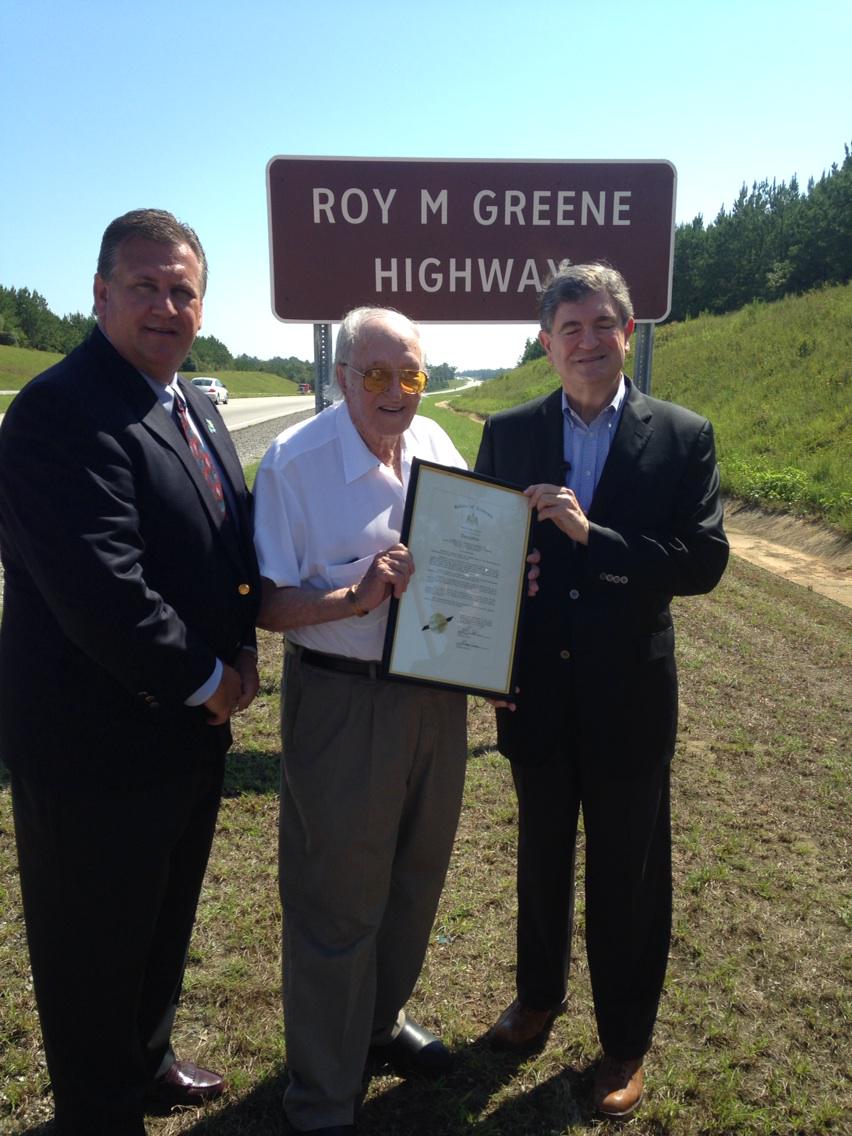 SenBillyBeasley's tweet photo. I sponsored Senate-House Resolution to name a portion of S.431 Highway for Roy M. Greene, resident of Russell Co. http://t.co/32CuWm28bj