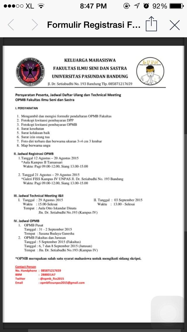 [INFO MABA] persyaratan peserta OPMB Fakultas Teknik &amp; Fakultas Ilmu Seni &amp; Sastra cc : @fema_FTunpas <a href="/opmb_fiss2015/">OPMB FISS UNPAS 2015</a>